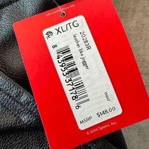 NWT SPANX Black Leather-Like Jogger Pants